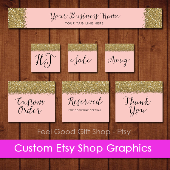 Styled 1 Glitter Gold Pink Premade Etsy Shop Design Listing Layout copy
